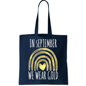 In September We Wear Gold Childhood Cancer Rainbow Tote Bag