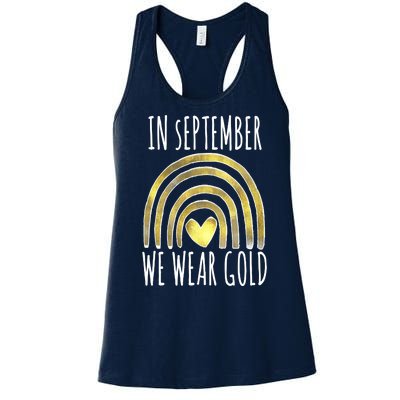 In September We Wear Gold Childhood Cancer Rainbow Women's Racerback Tank