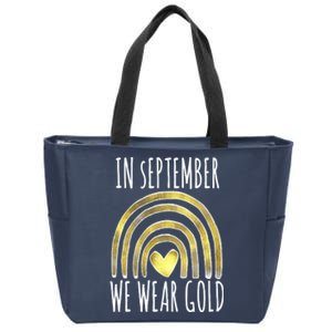 In September We Wear Gold Childhood Cancer Rainbow Zip Tote Bag