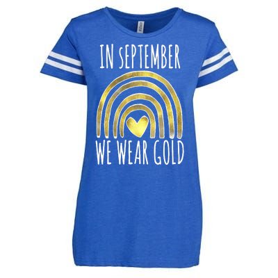 In September We Wear Gold Childhood Cancer Rainbow Enza Ladies Jersey Football T-Shirt