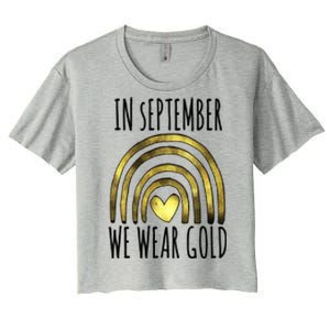 In September We Wear Gold Childhood Cancer Rainbow Women's Crop Top Tee