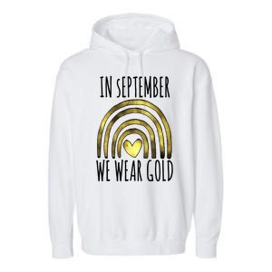 In September We Wear Gold Childhood Cancer Rainbow Garment-Dyed Fleece Hoodie