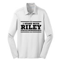 I Stand With Riley Gaines #ProtectWomensSports Silk Touch Performance Long Sleeve Polo