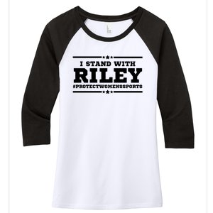 I Stand With Riley Gaines #ProtectWomensSports Women's Tri-Blend 3/4-Sleeve Raglan Shirt