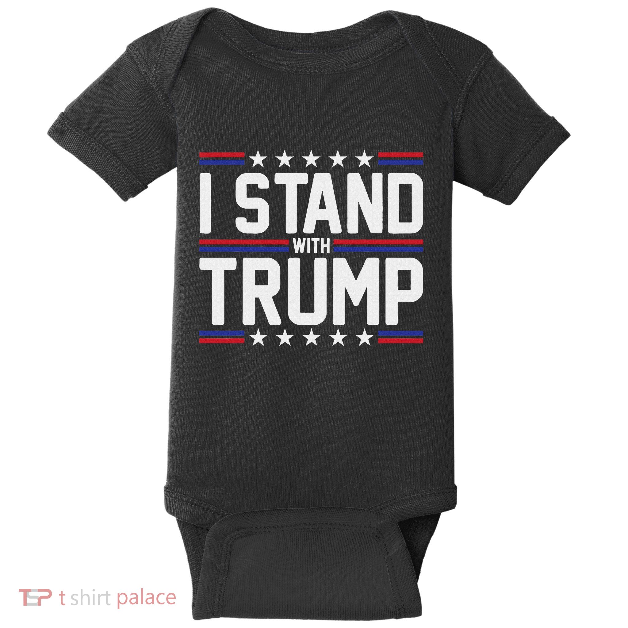 I Stand With Trump Usa Flag Baby Bodysuit