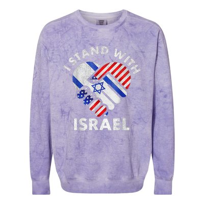 I Stand With Israel USA American Flag with Israel Flag Colorblast Crewneck Sweatshirt