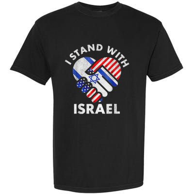 I Stand With Israel USA American Flag with Israel Flag Garment-Dyed Heavyweight T-Shirt