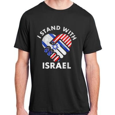 I Stand With Israel USA American Flag with Israel Flag Adult ChromaSoft Performance T-Shirt