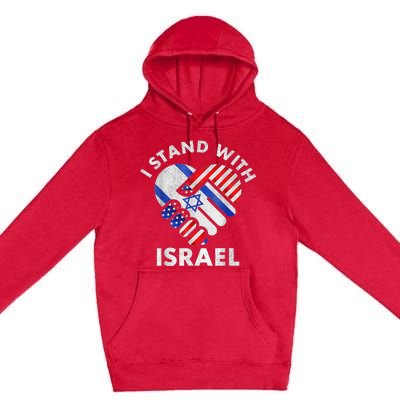 I Stand With Israel USA American Flag with Israel Flag Premium Pullover Hoodie