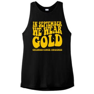 In September We Wear Gold Childhood Cancer Awareness Ladies PosiCharge Tri-Blend Wicking Tank