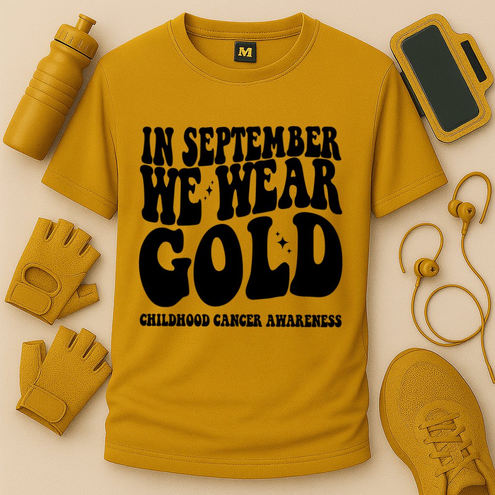 In September We Wear Gold Childhood Cancer Awareness Cooling Performance Crew T-Shirt