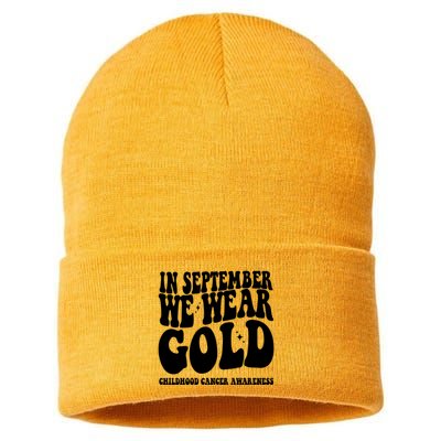 In September We Wear Gold Childhood Cancer Awareness Sustainable Knit Beanie
