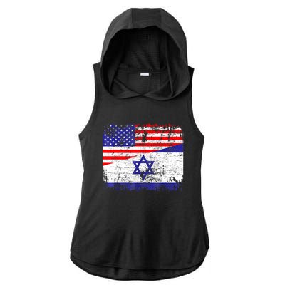 I Stand With Israel Pray For Israel Us Israel Flag Ladies PosiCharge Tri-Blend Wicking Draft Hoodie Tank