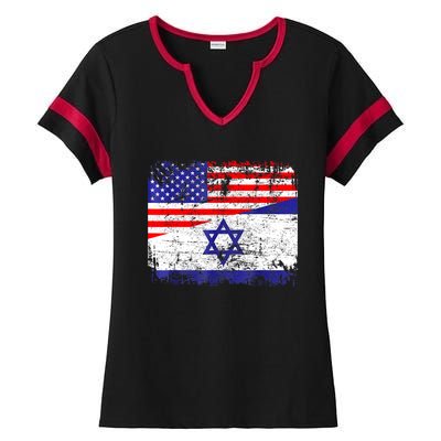 I Stand With Israel Pray For Israel Us Israel Flag Ladies Halftime Notch Neck Tee