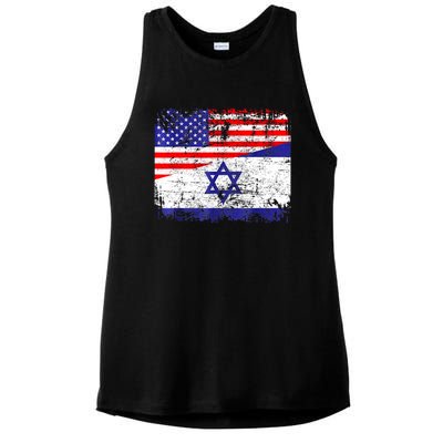 I Stand With Israel Pray For Israel Us Israel Flag Ladies PosiCharge Tri-Blend Wicking Tank