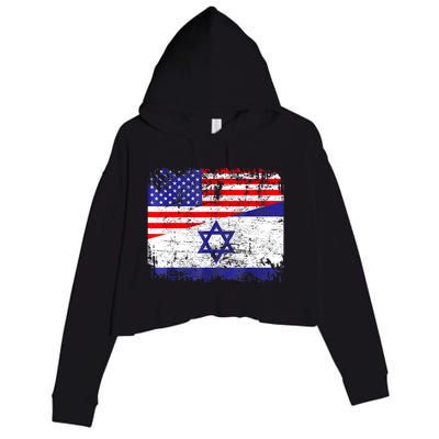 I Stand With Israel Pray For Israel Us Israel Flag Crop Fleece Hoodie