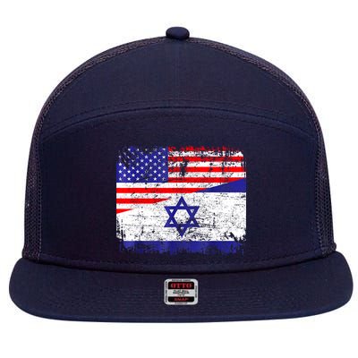 I Stand With Israel Pray For Israel Us Israel Flag 7 Panel Mesh Trucker Snapback Hat