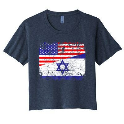 I Stand With Israel Pray For Israel Us Israel Flag Women's Crop Top Tee