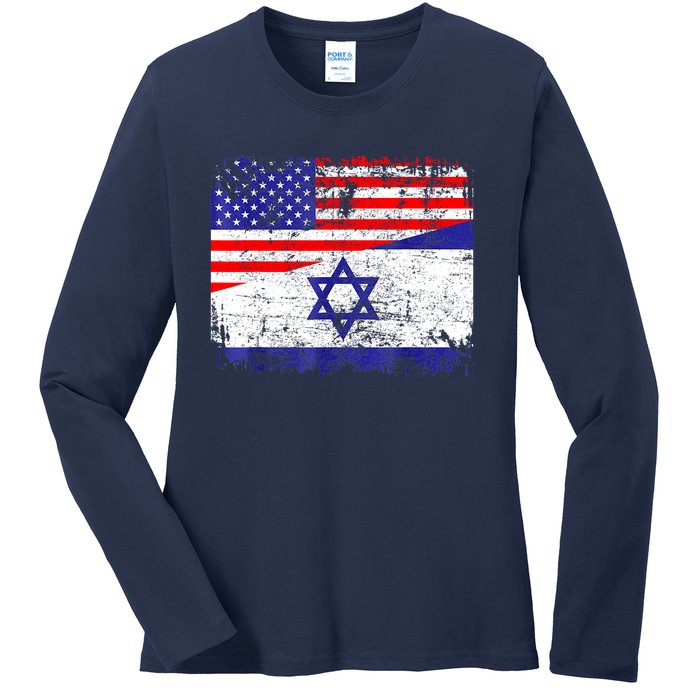 I Stand With Israel Pray For Israel Us Israel Flag Ladies Long Sleeve Shirt