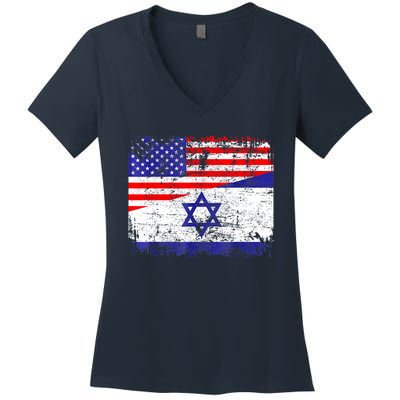 I Stand With Israel Pray For Israel Us Israel Flag Women's V-Neck T-Shirt