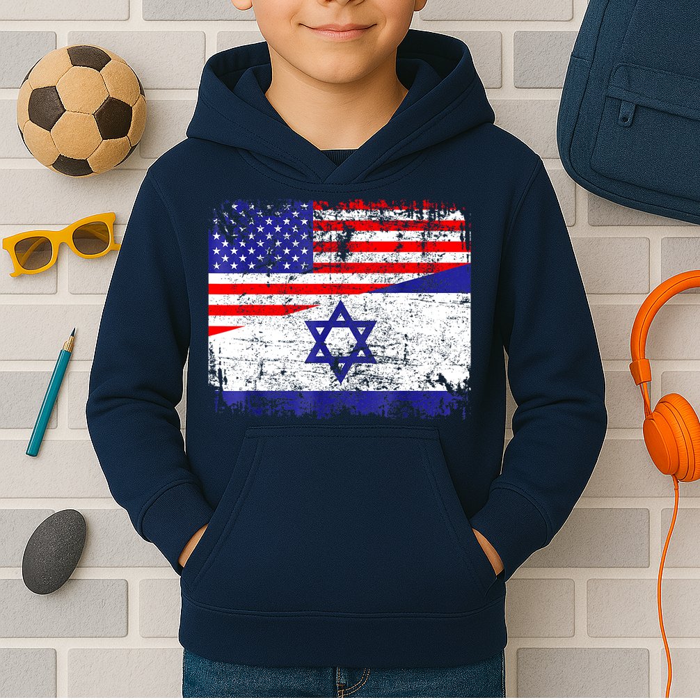 I Stand With Israel Pray For Israel Us Israel Flag Kids Hoodie