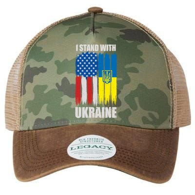 I Stand With Ukraine Painted USA Ukrainian Flags Legacy Tie Dye Trucker Hat