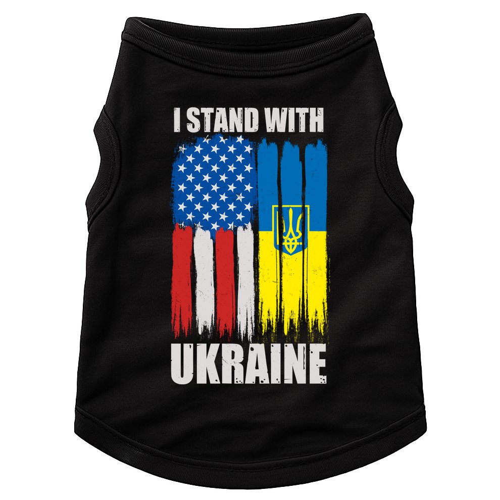 I Stand With Ukraine Painted USA Ukrainian Flags Doggie Tank