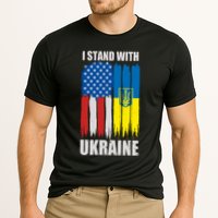 I Stand With Ukraine Painted USA Ukrainian Flags Cooling Performance Crew T-Shirt