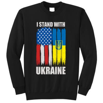 I Stand With Ukraine Painted USA Ukrainian Flags Sweatshirt