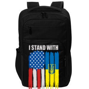 I Stand With Ukraine Painted USA Ukrainian Flags Impact Tech Backpack