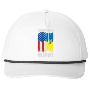 I Stand With Ukraine Painted USA Ukrainian Flags Snapback Five-Panel Rope Hat