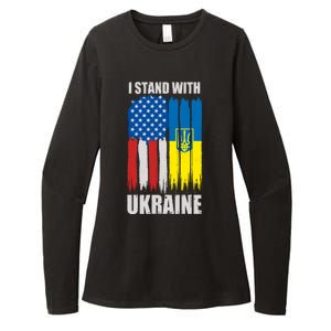 I Stand With Ukraine Painted USA Ukrainian Flags Womens CVC Long Sleeve Shirt