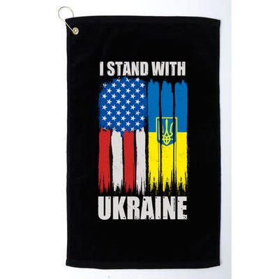 I Stand With Ukraine Painted USA Ukrainian Flags Golf Towel