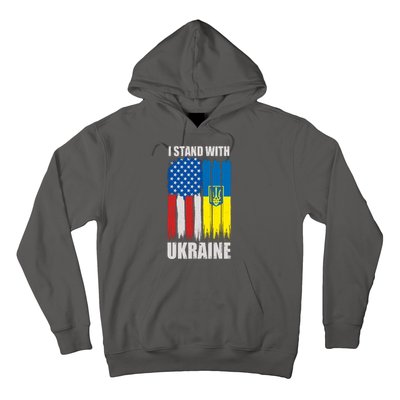 I Stand With Ukraine Painted USA Ukrainian Flags Hoodie