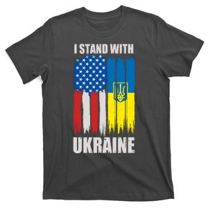 I Stand With Ukraine Painted USA Ukrainian Flags T-Shirt