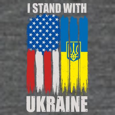I Stand With Ukraine Painted USA Ukrainian Flags T-Shirt