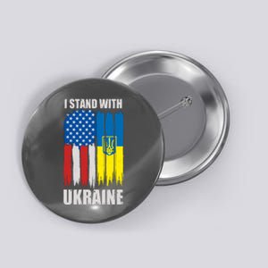 I Stand With Ukraine Painted USA Ukrainian Flags Button