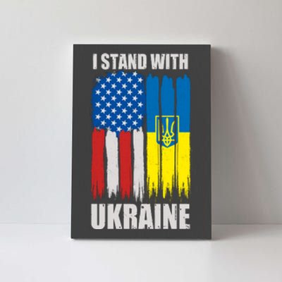 I Stand With Ukraine Painted USA Ukrainian Flags Canvas