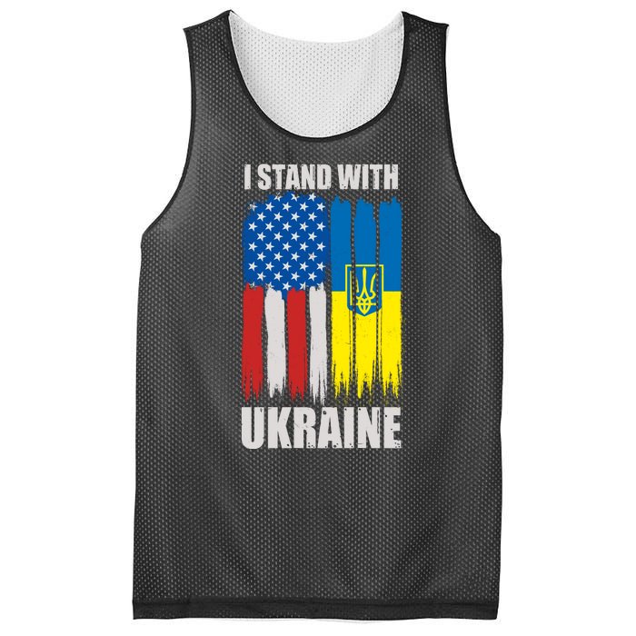 I Stand With Ukraine Painted USA Ukrainian Flags Mesh Reversible Basketball Jersey Tank