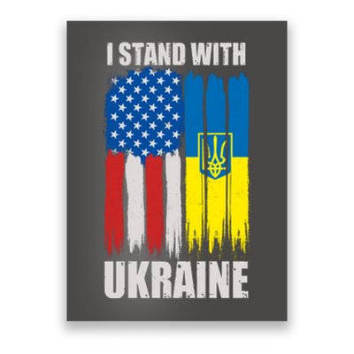 I Stand With Ukraine Painted USA Ukrainian Flags Poster