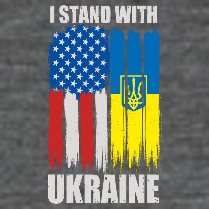 I Stand With Ukraine Painted USA Ukrainian Flags Baby Bodysuit