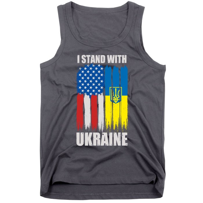 I Stand With Ukraine Painted USA Ukrainian Flags Tank Top