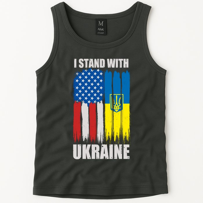 I Stand With Ukraine Painted USA Ukrainian Flags Tank Top