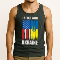 I Stand With Ukraine Painted USA Ukrainian Flags Tank Top