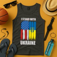I Stand With Ukraine Painted USA Ukrainian Flags Tank Top