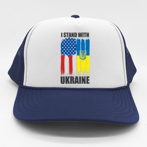 I Stand With Ukraine Painted USA Ukrainian Flags Trucker Hat