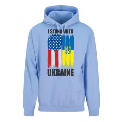 I Stand With Ukraine Painted USA Ukrainian Flags Unisex Surf Hoodie