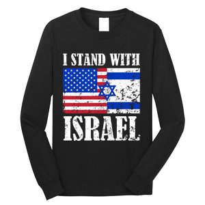 I Stand With Israel Patriotic, USA and Israel Flag Long Sleeve Shirt