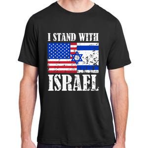 I Stand With Israel Patriotic, USA and Israel Flag Adult ChromaSoft Performance T-Shirt