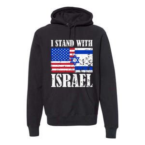 I Stand With Israel Patriotic, USA and Israel Flag Premium Hoodie